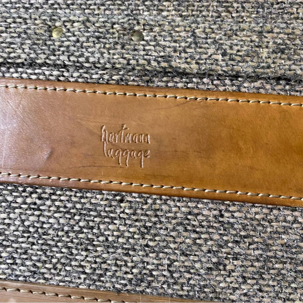 Vintage Hartmann Tweed Brown Leather Carry On Travel Luggage 25”18”x8”